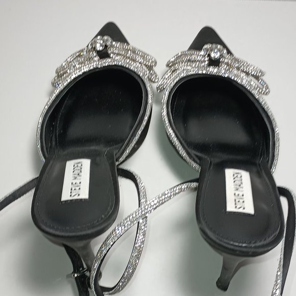 Steve Madden Viable Black with Rhinestones 4.5 inch High Heels - Picture 8 of 9